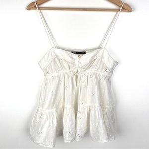 Zara Eyelet Strappy Tank Top White